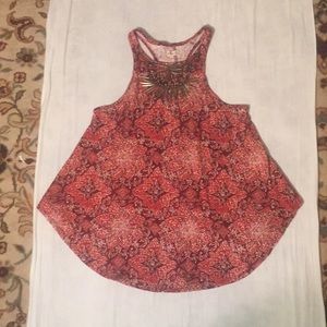 Red a Hollister Indian print top